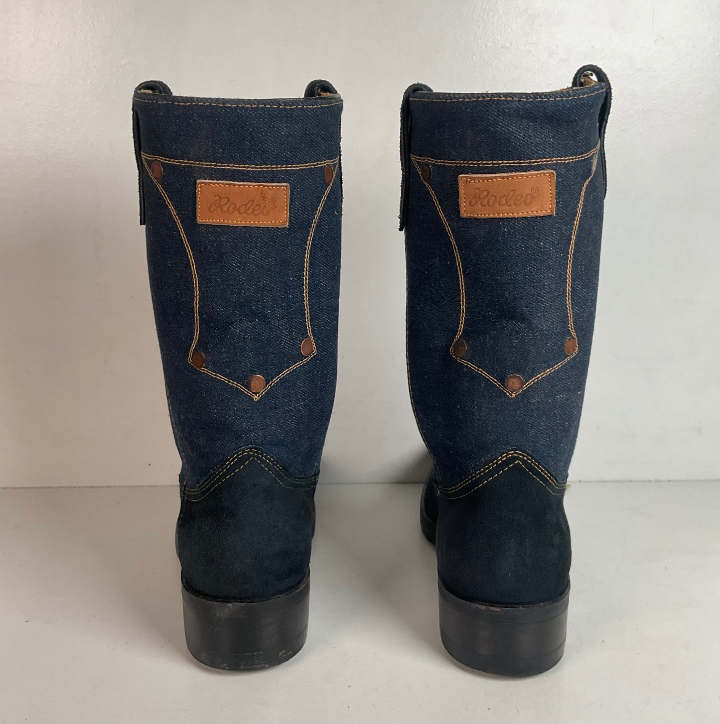 Vintage Rodeo Denim Cowboy Boots Men’s 8 D | Women’s 9 USA Made Chunky