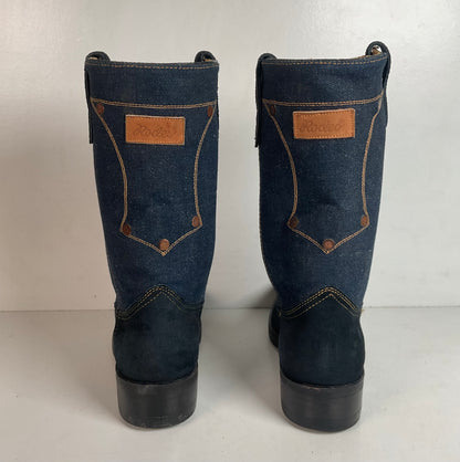 Vintage Rodeo Denim Cowboy Boots Men’s 8 D | Women’s 9 USA Made Chunky