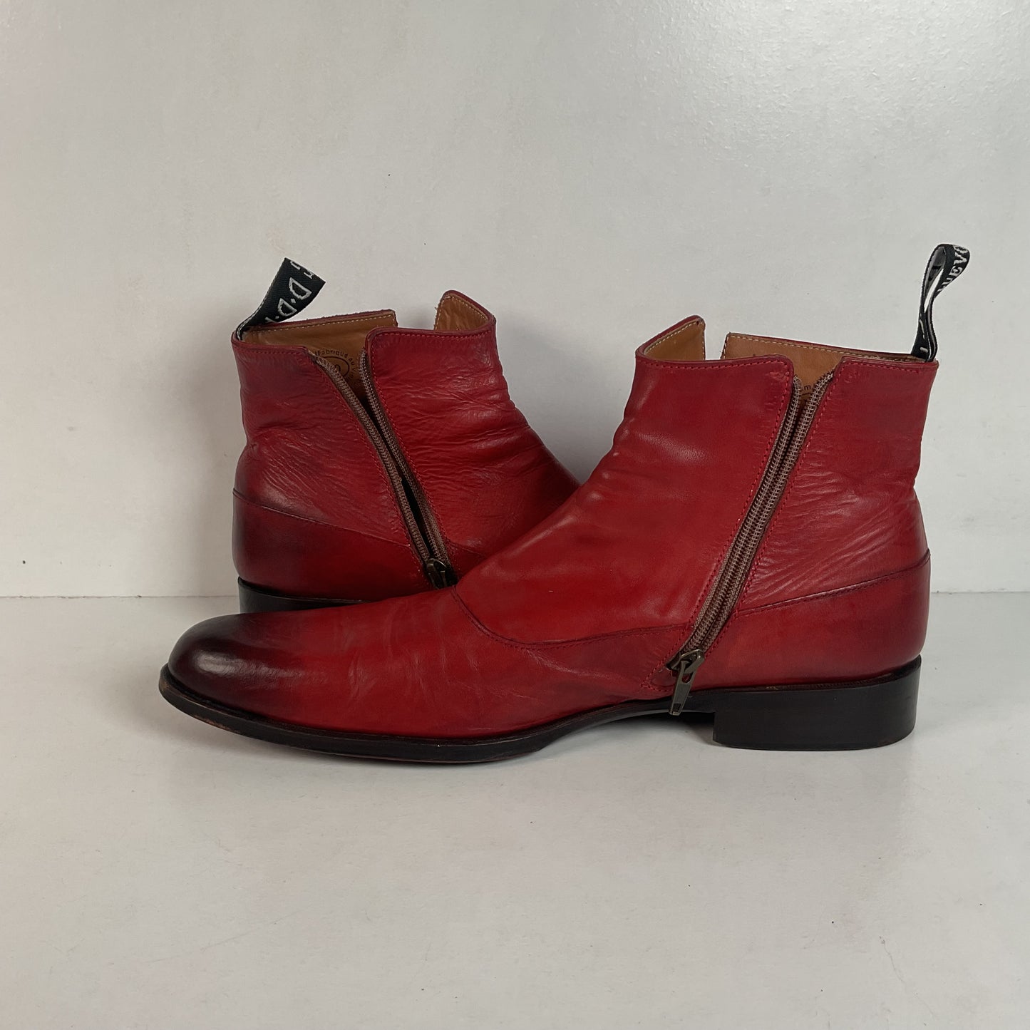 John Fluevog Twin Turbine Zipper Boot | Red Spat | Men’s 10