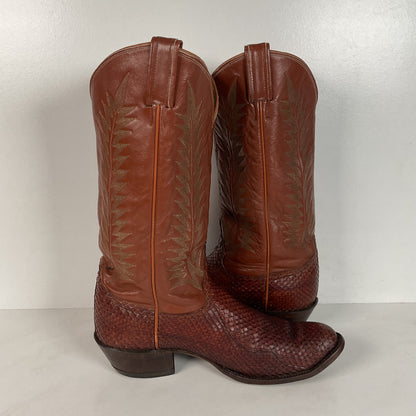 Tony Lama Anaconda Cowboy Boots | Exotic Snakeskin | Thrashed | Gold Label | 9.5