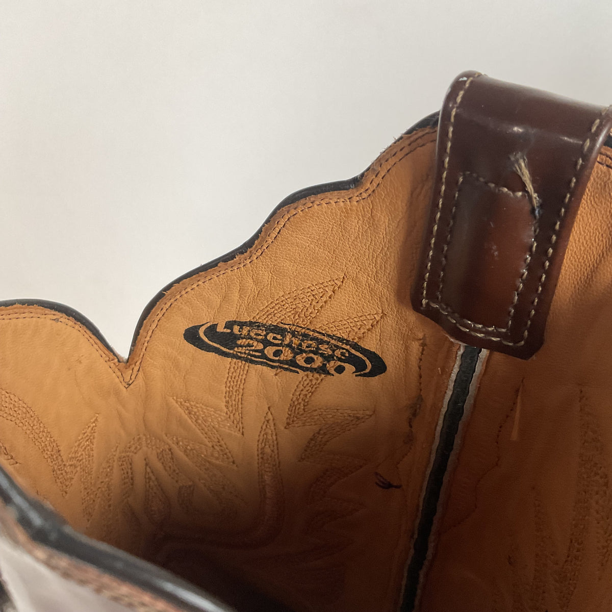 Lucchese 2000 Patent Leather Cowgirl Boots | Square Toe | Brown | USA Made | 6.5 C
