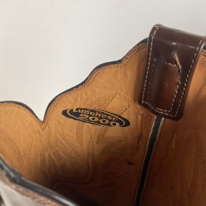 Lucchese 2000 Patent Leather Cowgirl Boots | Square Toe | Brown | USA Made | 6.5 C