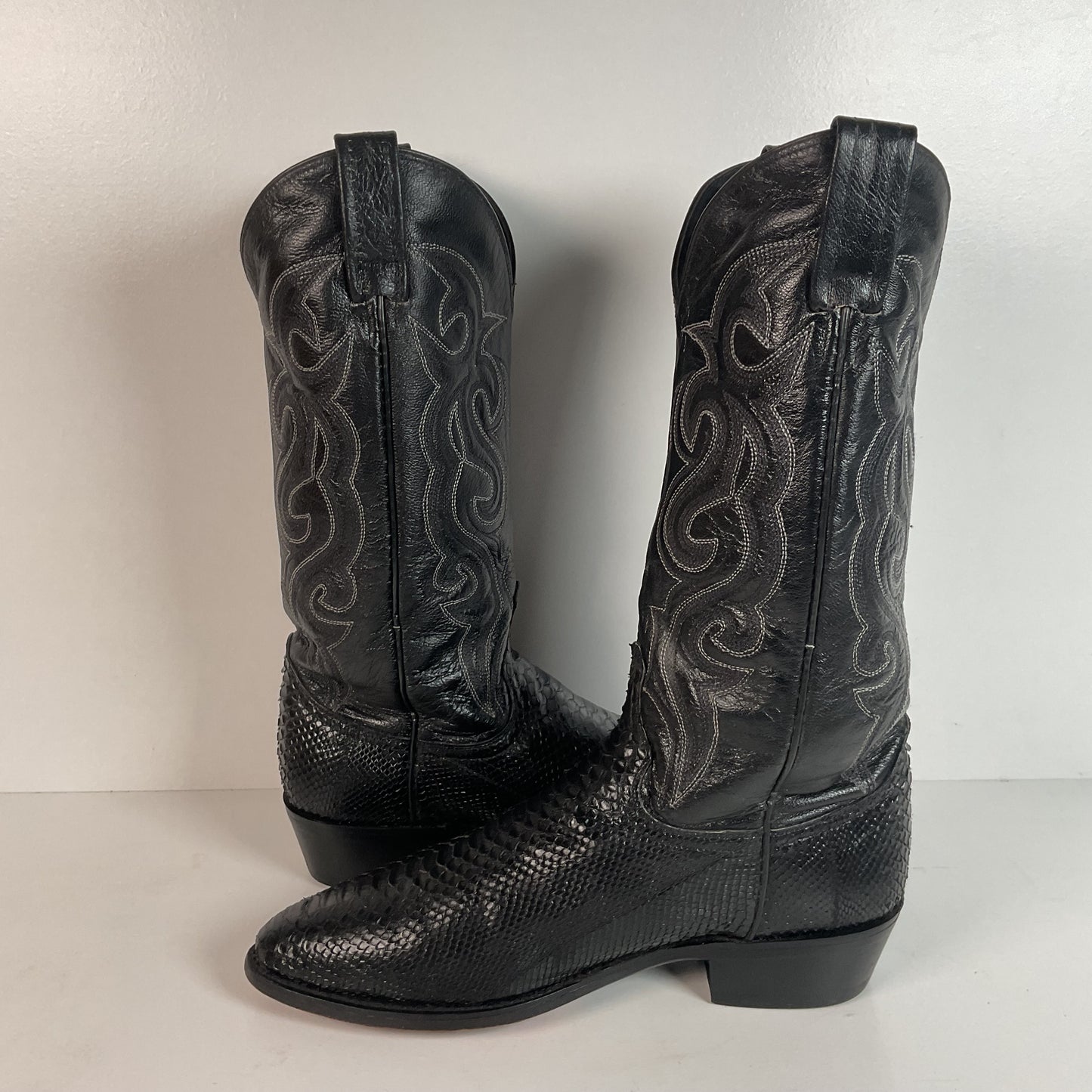 Dan Post Python Snakeskin Cowboy Boots | Midnight Black | Men’s 8 D