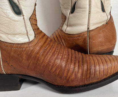 Vintage Cuadra Butterfly Cowgirl Boots | Teju Lizard | Tooled Inlays | Women’s 8