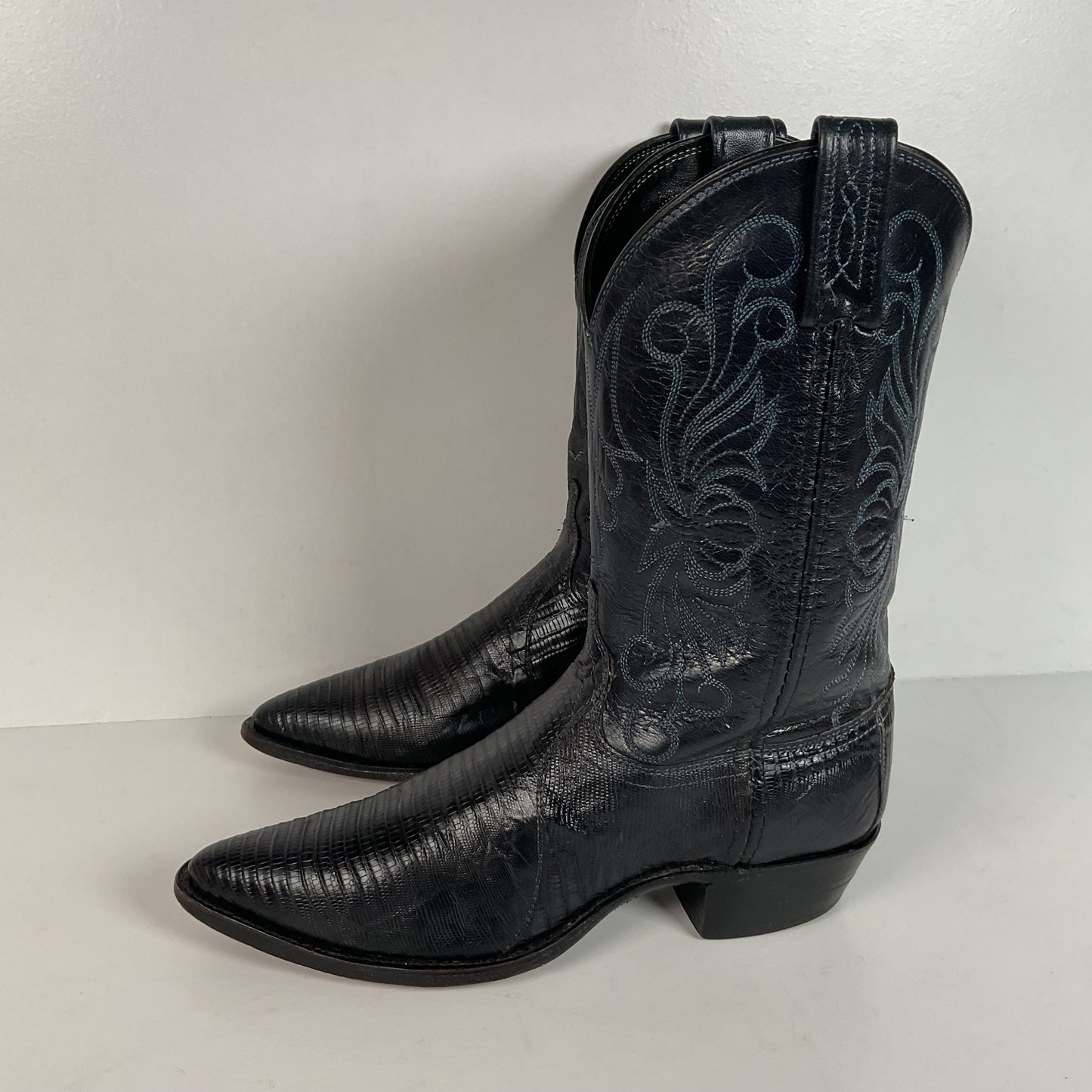 Vintage Dan Post Teju Lizard Cowgirl Boots | Royal Blue | USA Made | Women’s 8 M
