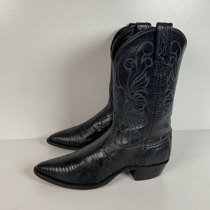 Vintage Dan Post Teju Lizard Cowgirl Boots | Royal Blue | USA Made | Women’s 8 M