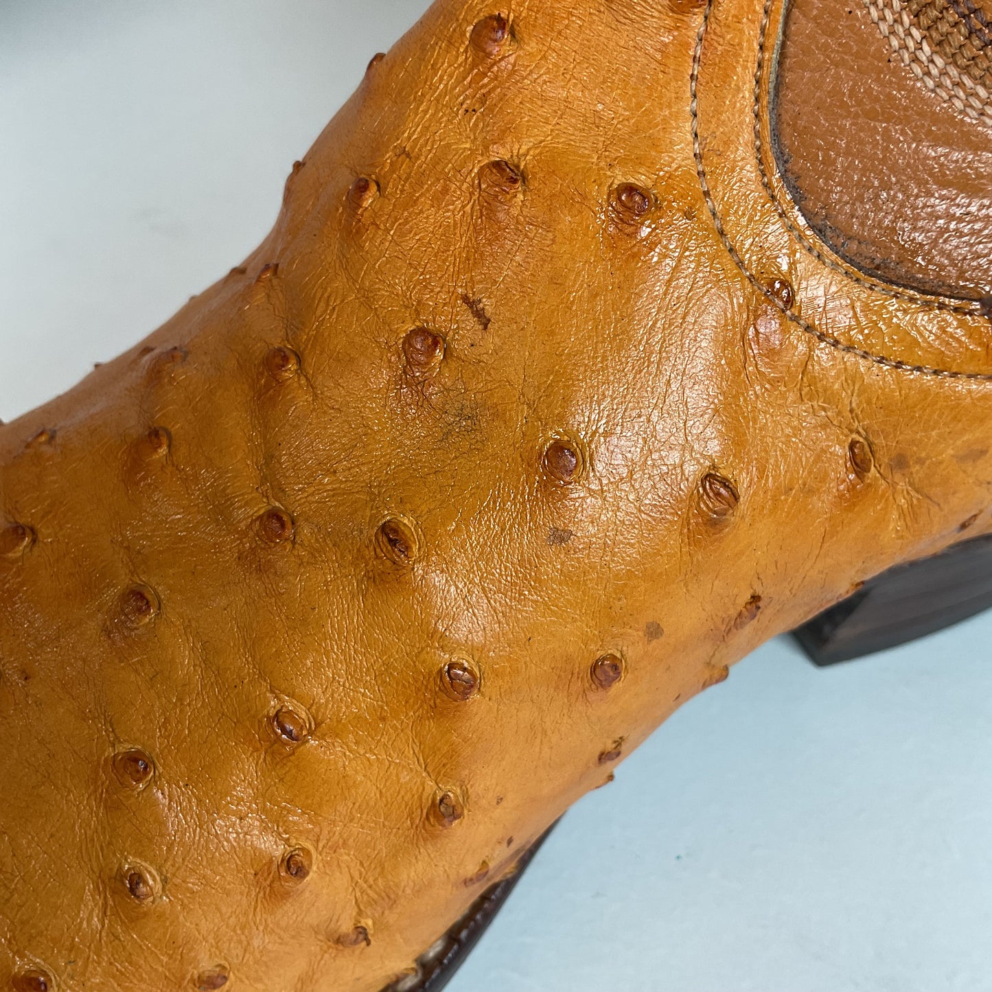 Custom Full Ostrich Quill Cowboy Boots 10 E Butterscotch Exotic