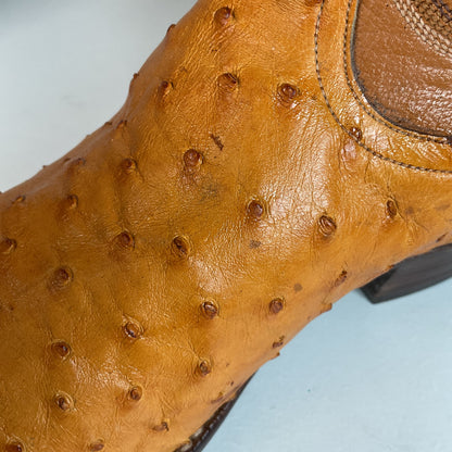 Custom Full Ostrich Quill Cowboy Boots 10 E Butterscotch Exotic