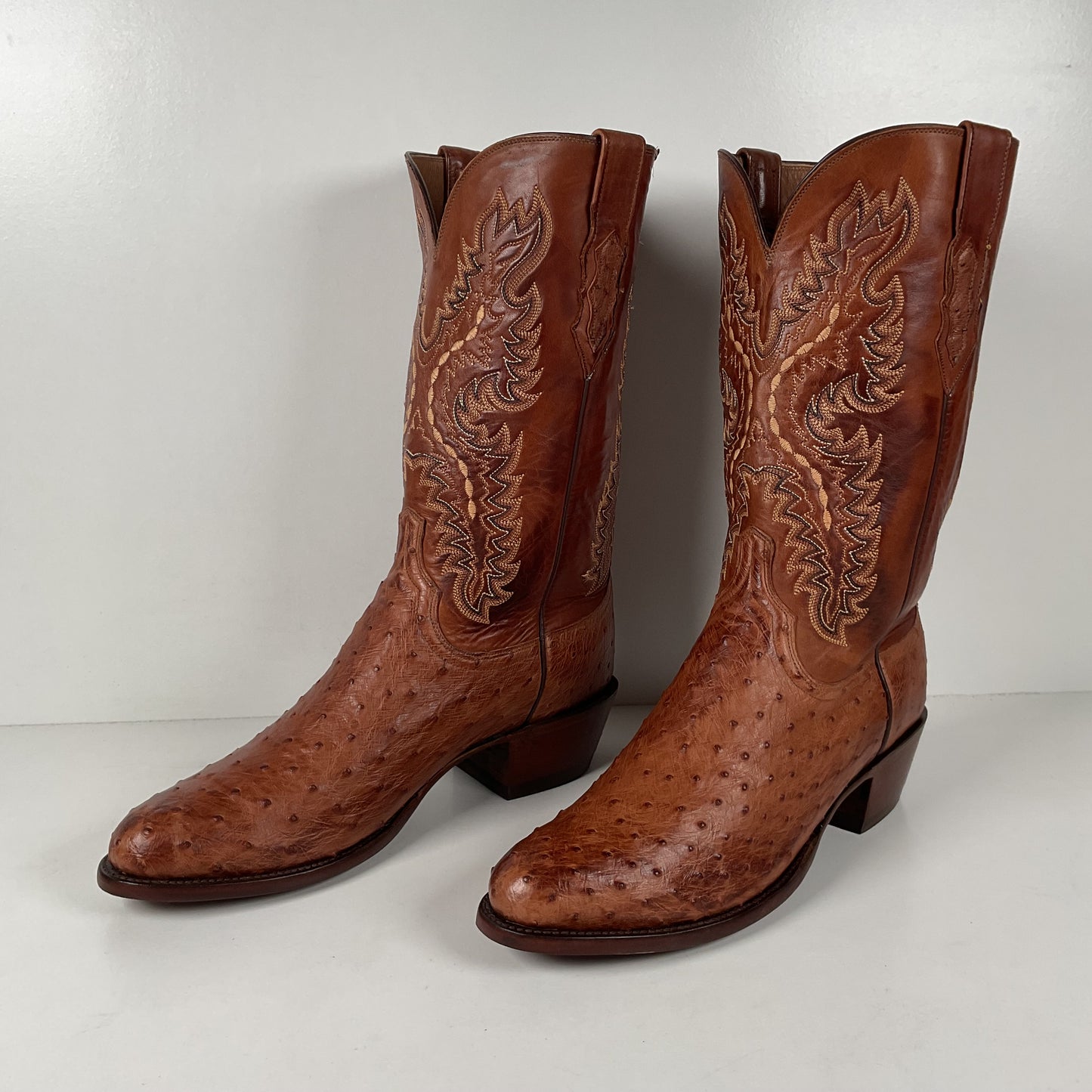 Lucchese 2000 Full Quill Ostrich Cowboy Boots | Barnwood | Exotic | Men’s 11 D