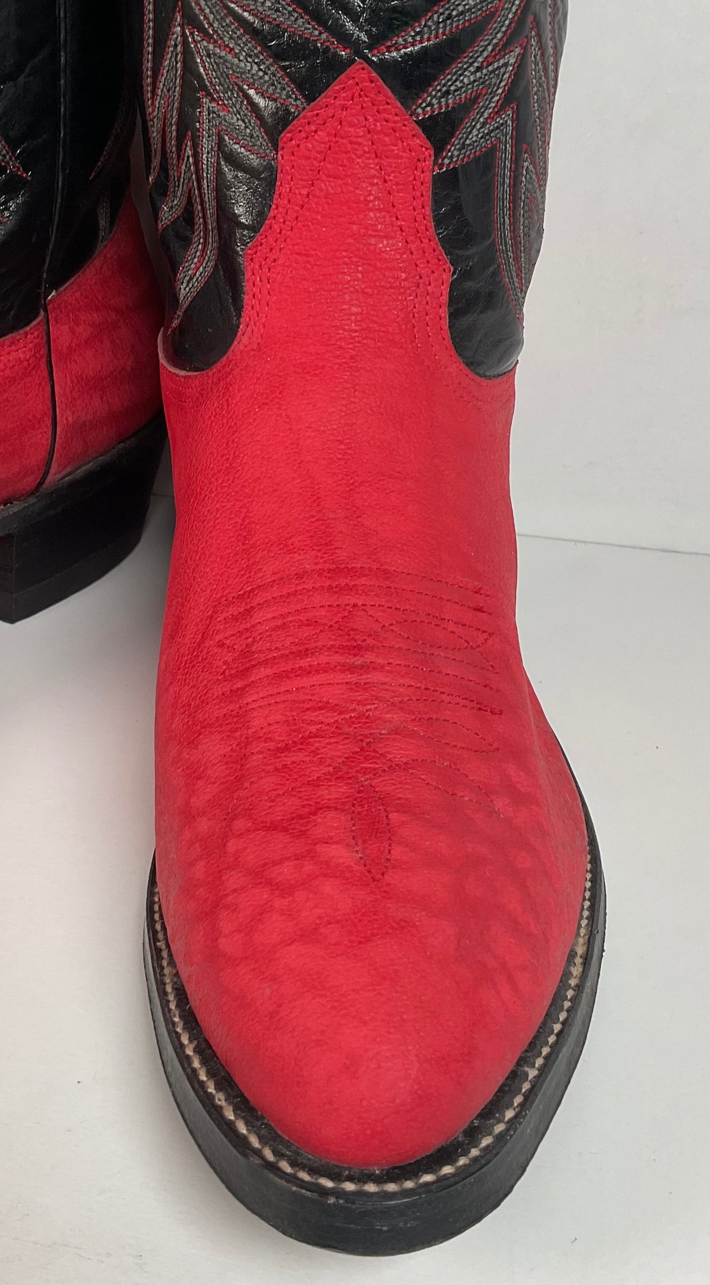 Vintage Nocona Red Water Buffalo Cowboy Boots 10 EE USA Made