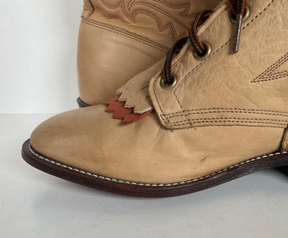 Vintage Larry Mahan Packer Boots | Cowgirl | Lace Up | USA Made | Women’s 8 M