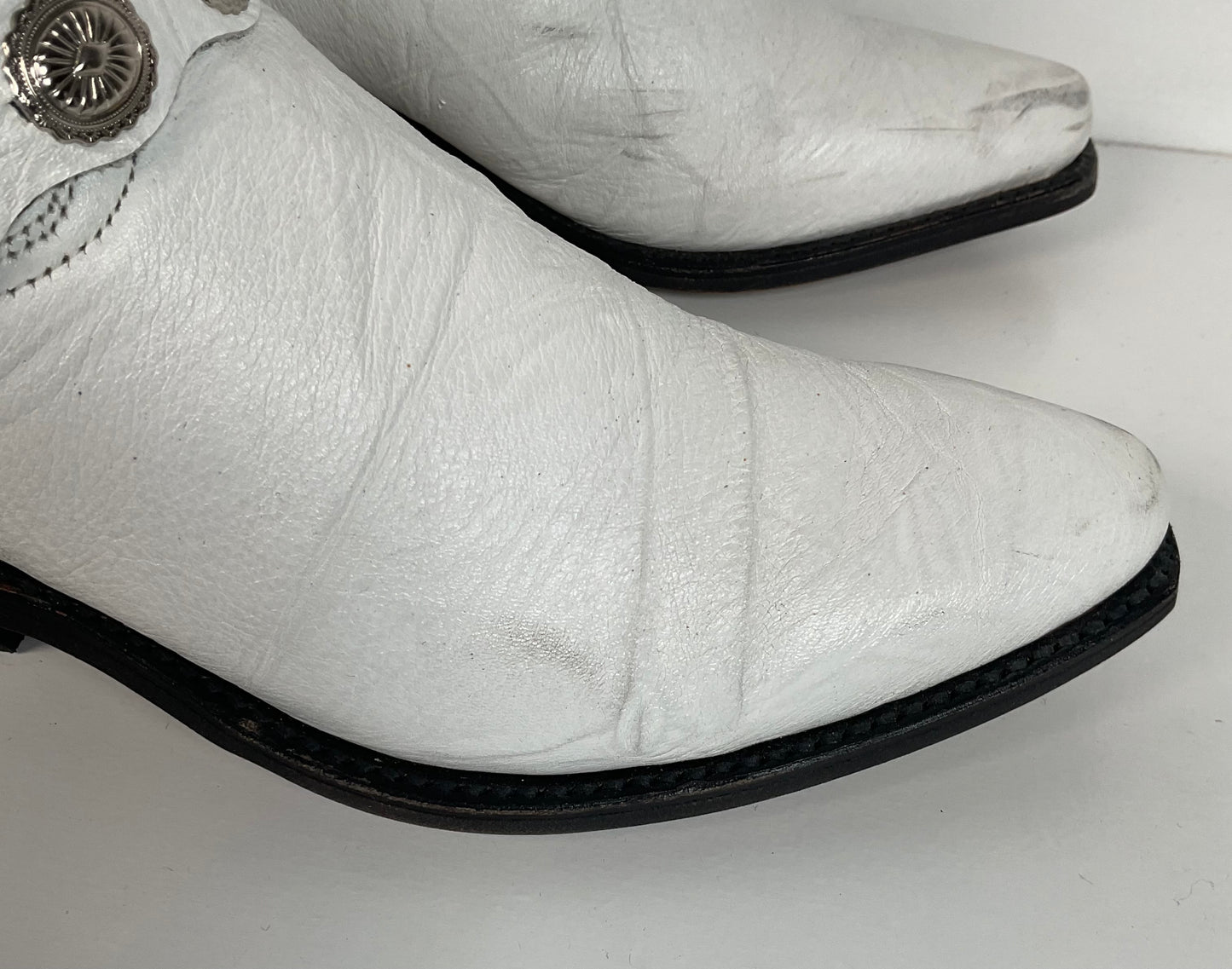 Abilene Wedding White Western Harness Boots 7.5 M Cowgirl