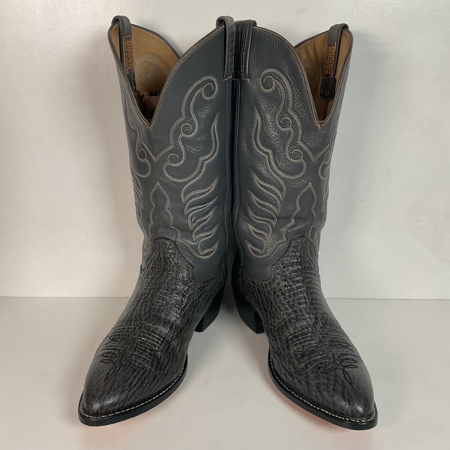 Hondo Exotic Sharkskin Cowboy Boots 8.5 D New Half Soles