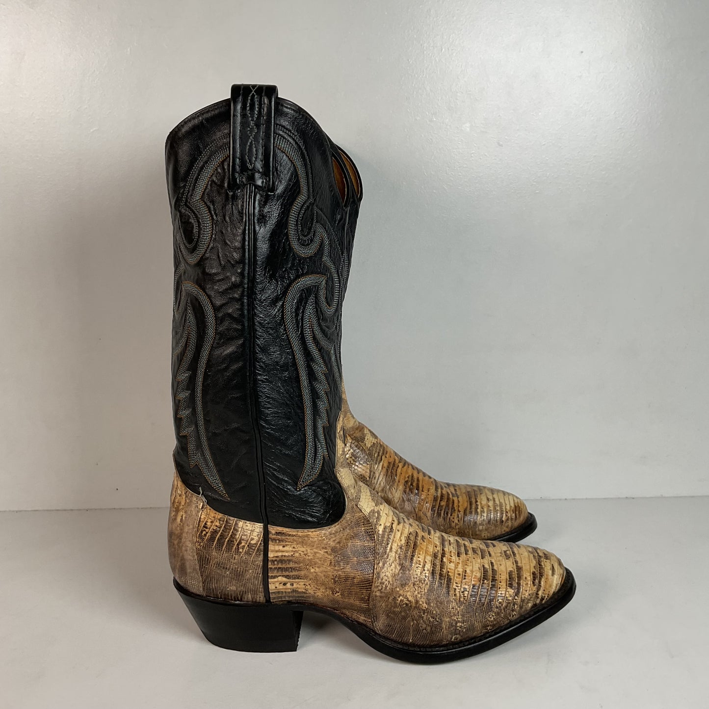 Vintage Tony Lama Natural Lizard Cowboy Boots 8.5 D USA Made