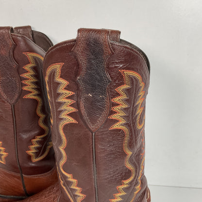 Justin Exotic Pin Quill Ostrich Cowboy Boots 9 D Cutter Toe USA Made