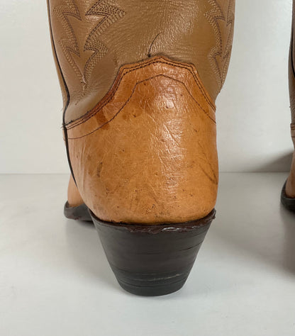 Vintage Justin Smooth Ostrich Cowboy Boots | USA Made | Butterscotch | 8 EE