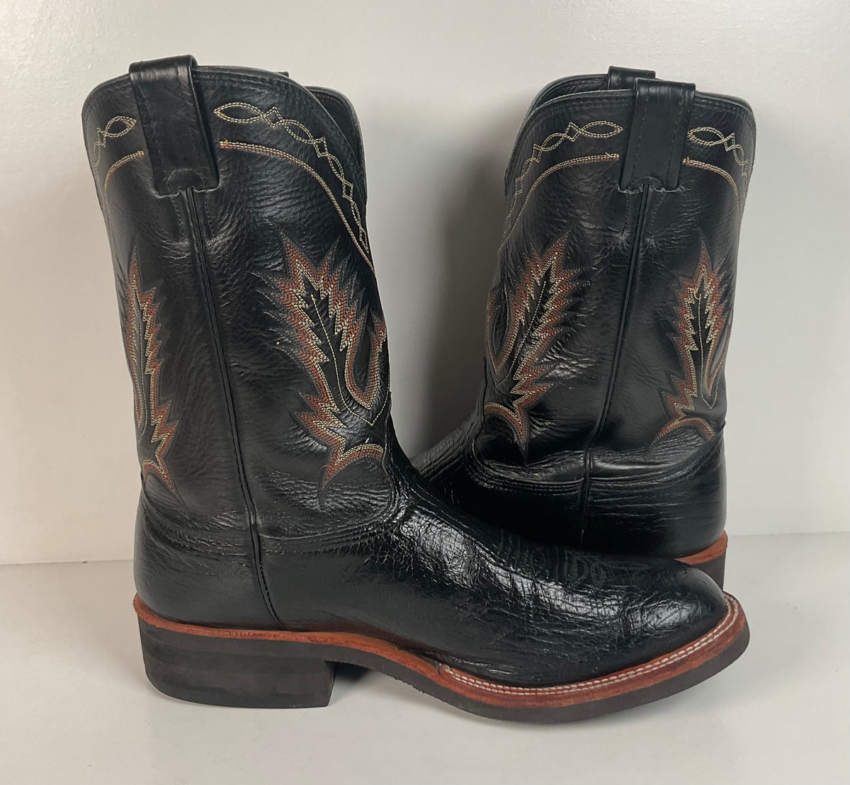 Larry Mahan Smooth Ostrich Roper Boots | Exotic | Crepe Sole | Men’s 13 D