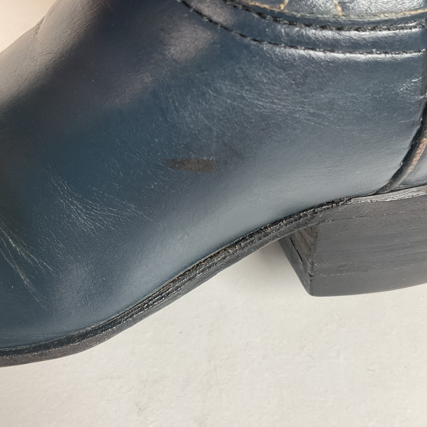 Vintage Tony Lama Navy Blue Cowgirl Boots 5.5 B Gold Label Lizard Wingtip