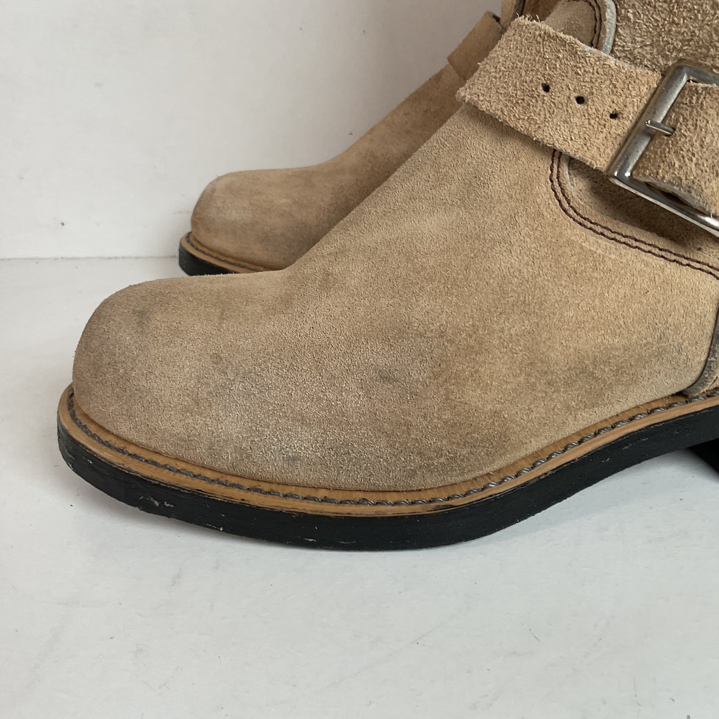 Vintage Georgia Tall Suede Harness Boots 9 M USA Made Soft Toe