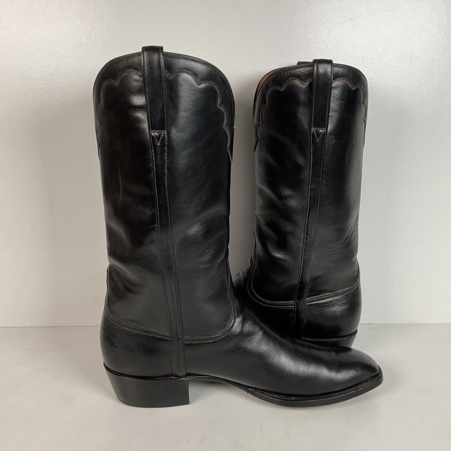 Vintage Lucchese French Toe Cowboy Boots | Black Calf | USA Made | Men’s 11 C