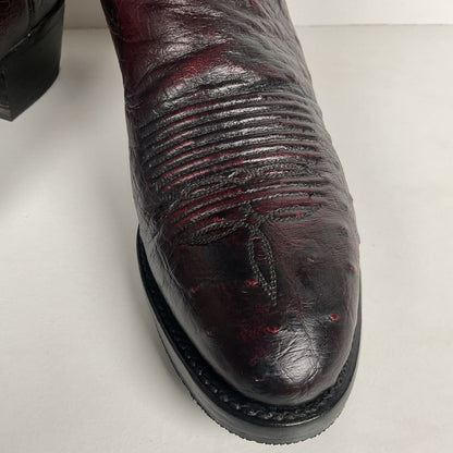 Lucchese 2000 Smooth Ostrich Cowboy Boots | Black Cherry | Exotic | Men’s 8.5 D