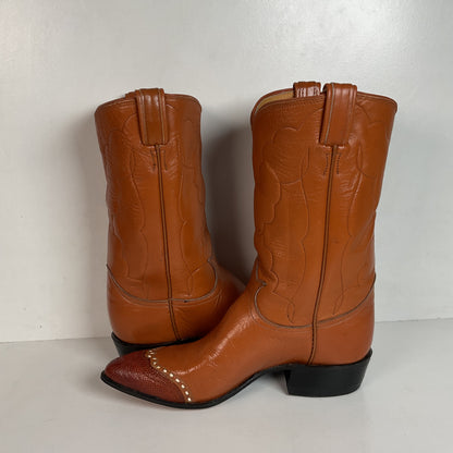 Vintage Tony Lama Maple Leaf Cowboy Boots | Lizard Tip | Narrow | Men’s 8 | Women’s 9