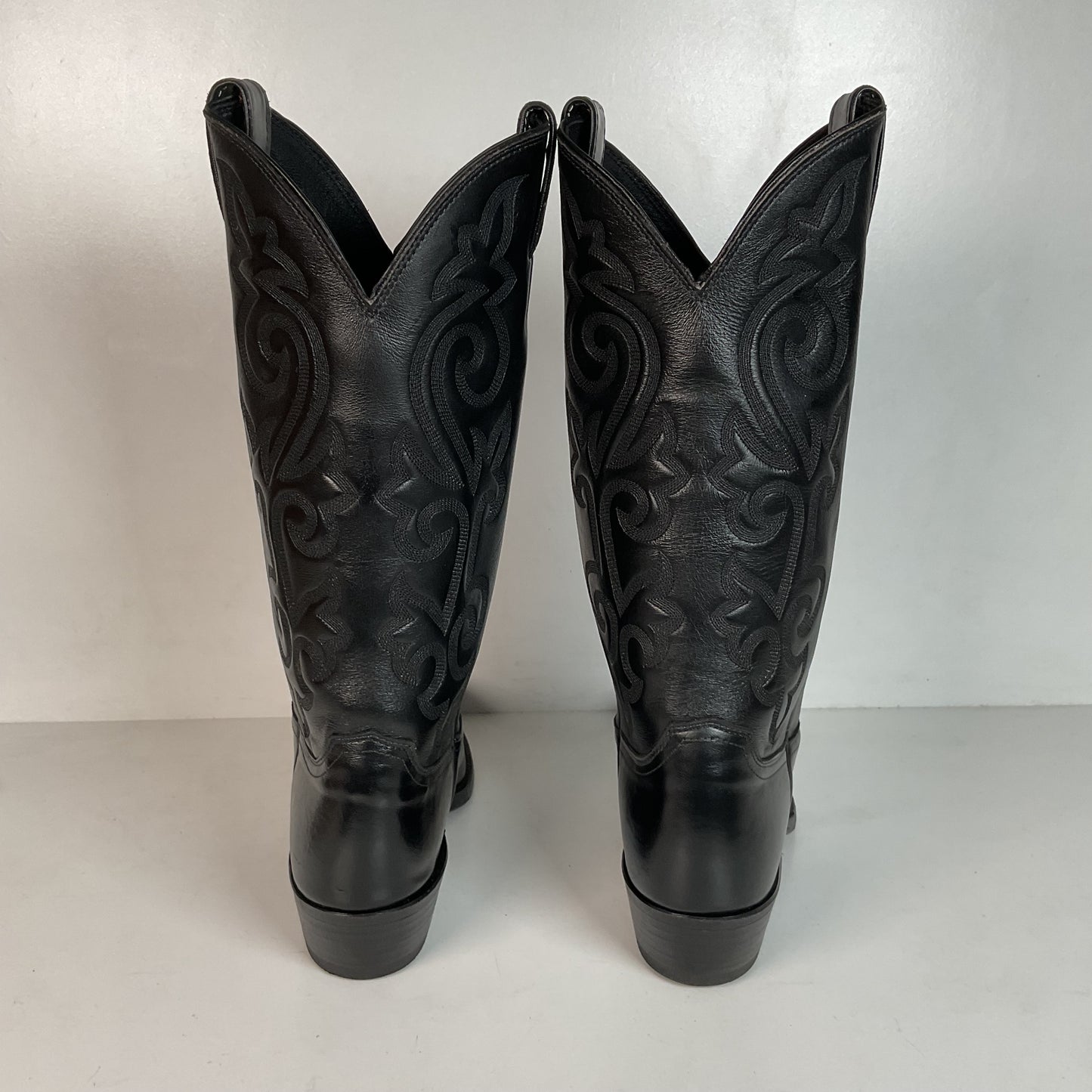 Justin Corona Top Leather Cowboy Boots 9.5 B USA Style 1434 Classic Black
