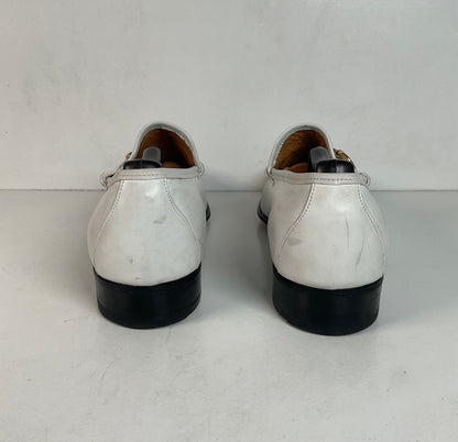 Vintage Johnston Murphy Aristocraft White Moccasin Loafers 10.5 Narrow USA Made