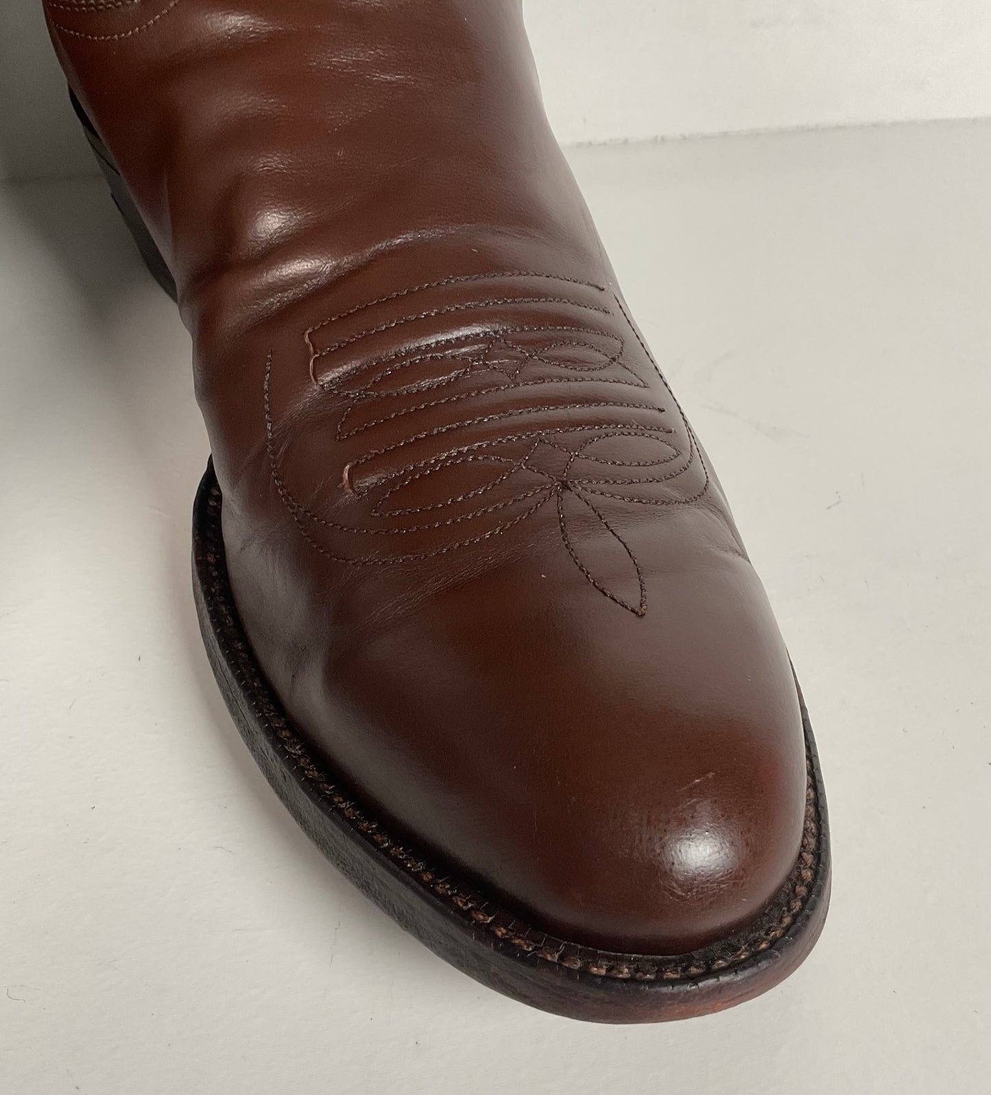 Vintage Justin Cowboy Boots | Brown Calf | Tooled Inlays | USA Made | Men’s 10 D