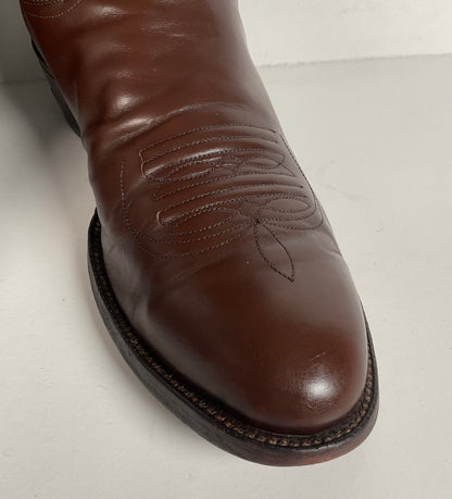 Vintage Justin Cowboy Boots | Brown Calf | Tooled Inlays | USA Made | Men’s 10 D