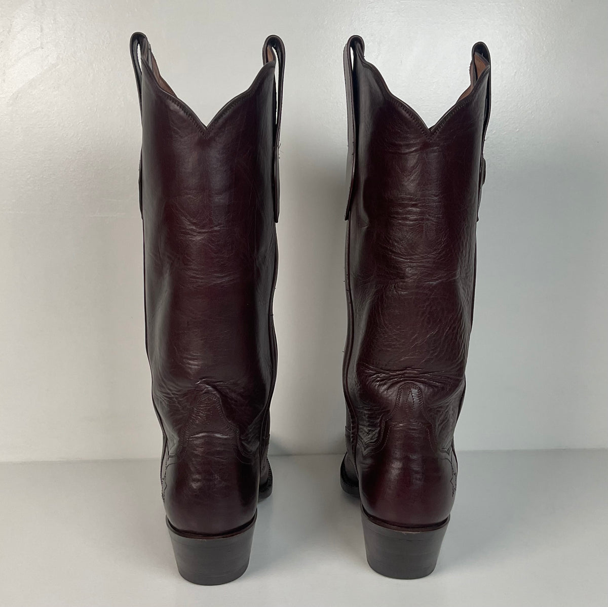Vintage J. B. Hill Burgundy Calf Cowgirl Boots | Silver Concho Custom | 6.5 B