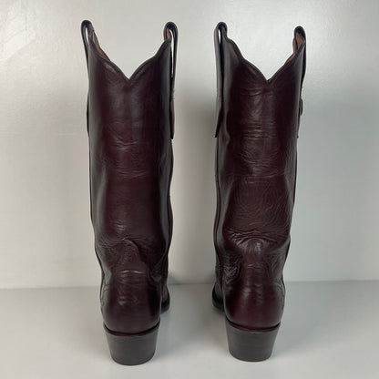 Vintage J. B. Hill Burgundy Calf Cowgirl Boots | Silver Concho Custom | 6.5 B