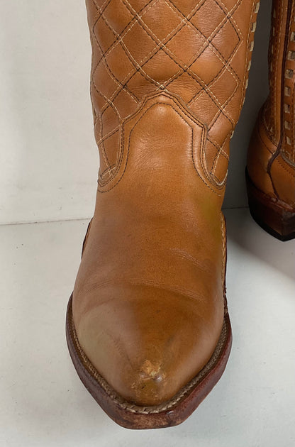 Vintage Patchwork Cowboy Boots | Quilted | 1960s-1970s | Men’s 10 E