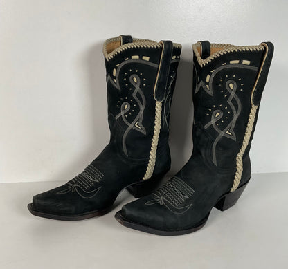 Liberty Handmade Cowgirl Boots | Nubuck Suede | Braided | Women’s 8 B