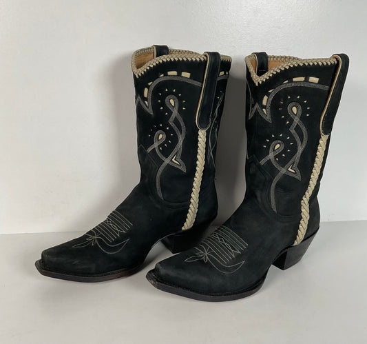 Liberty Handmade Cowgirl Boots | Nubuck Suede | Braided | Women’s 8 B