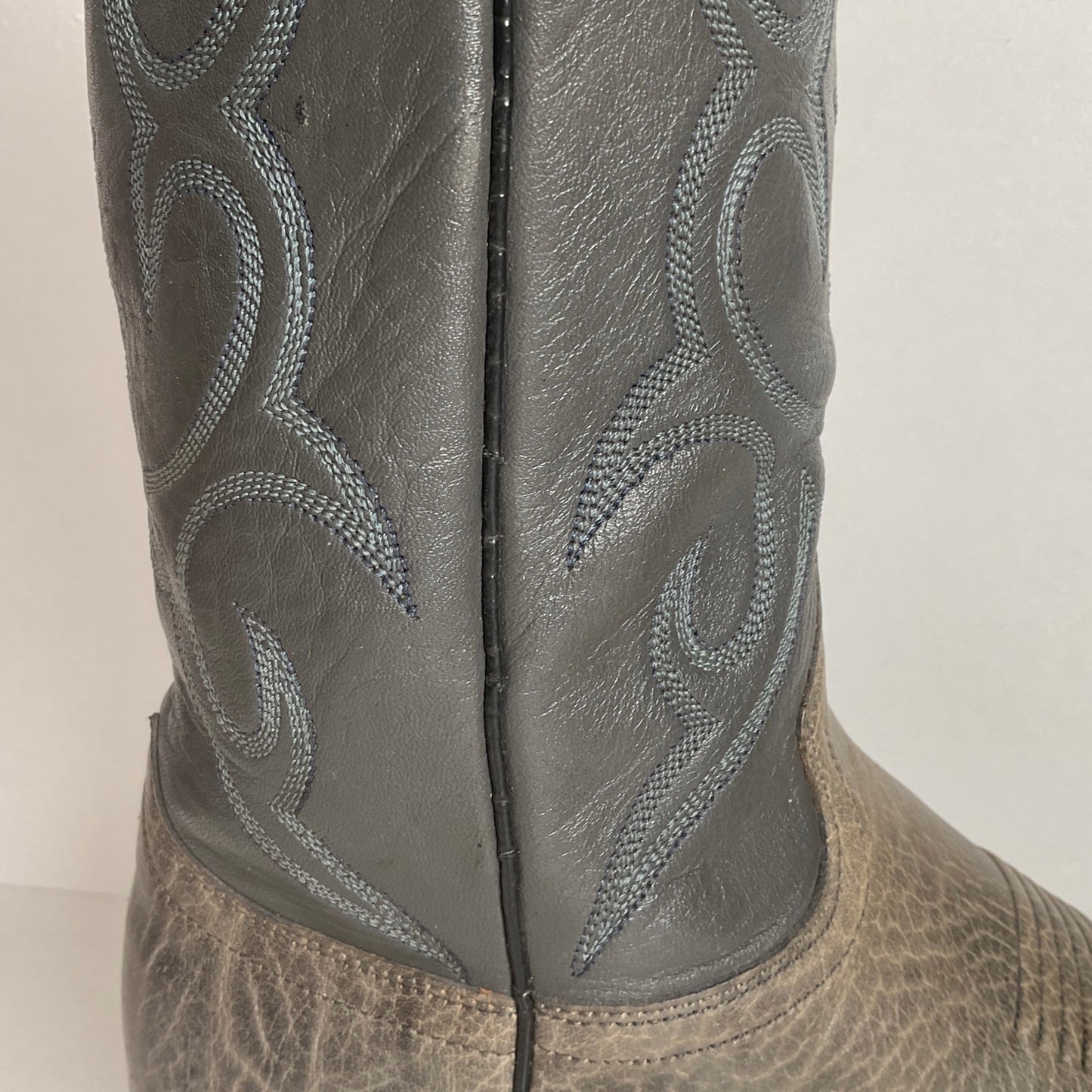 Vintage J. Chisholm Bullhide Cowboy Boots | USA Made | Grey | Men’s 8.5 D
