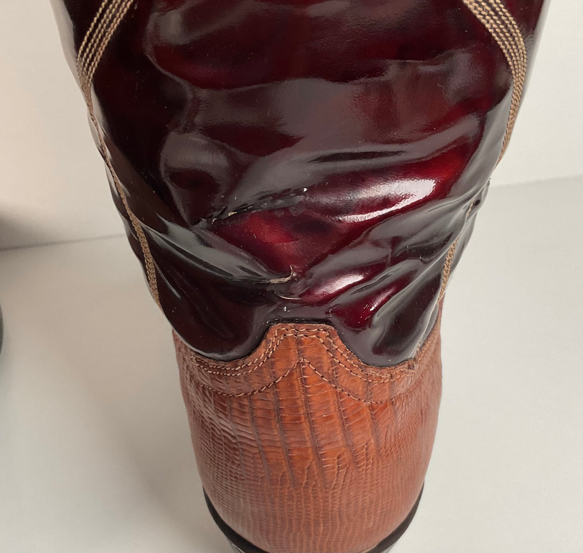 Vintage Tony Lama Teju Lizard Cowgirl Boots | Patent Leather | 6 C | Women’s 7