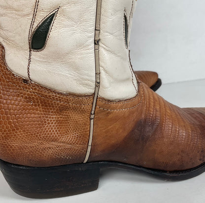 Vintage Cuadra Butterfly Cowgirl Boots | Teju Lizard | Tooled Inlays | Women’s 8