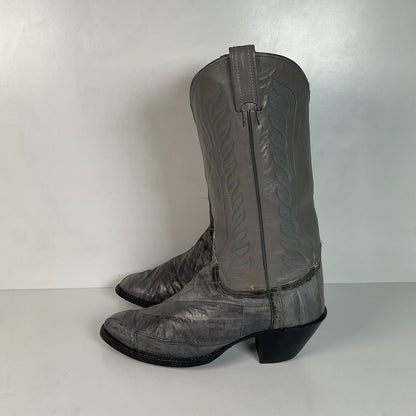 Vintage Tony Lama Exotic Grey Eel Cowboy Boots 9.5 EEE Gold Label USA Made