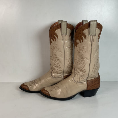 Vintage Justin Wingtip Cowboy Boots 9 D Old Fort Worth Label Recrafted