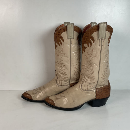 Vintage Justin Wingtip Cowboy Boots 9 D Old Fort Worth Label Recrafted