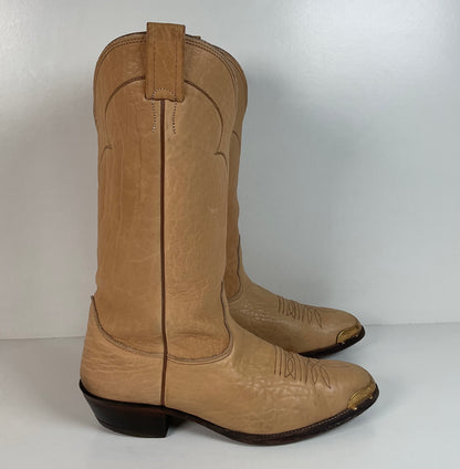 Vintage Nocona Cowboy Boots | Beige Bullhide | USA Made | Men’s 9 D