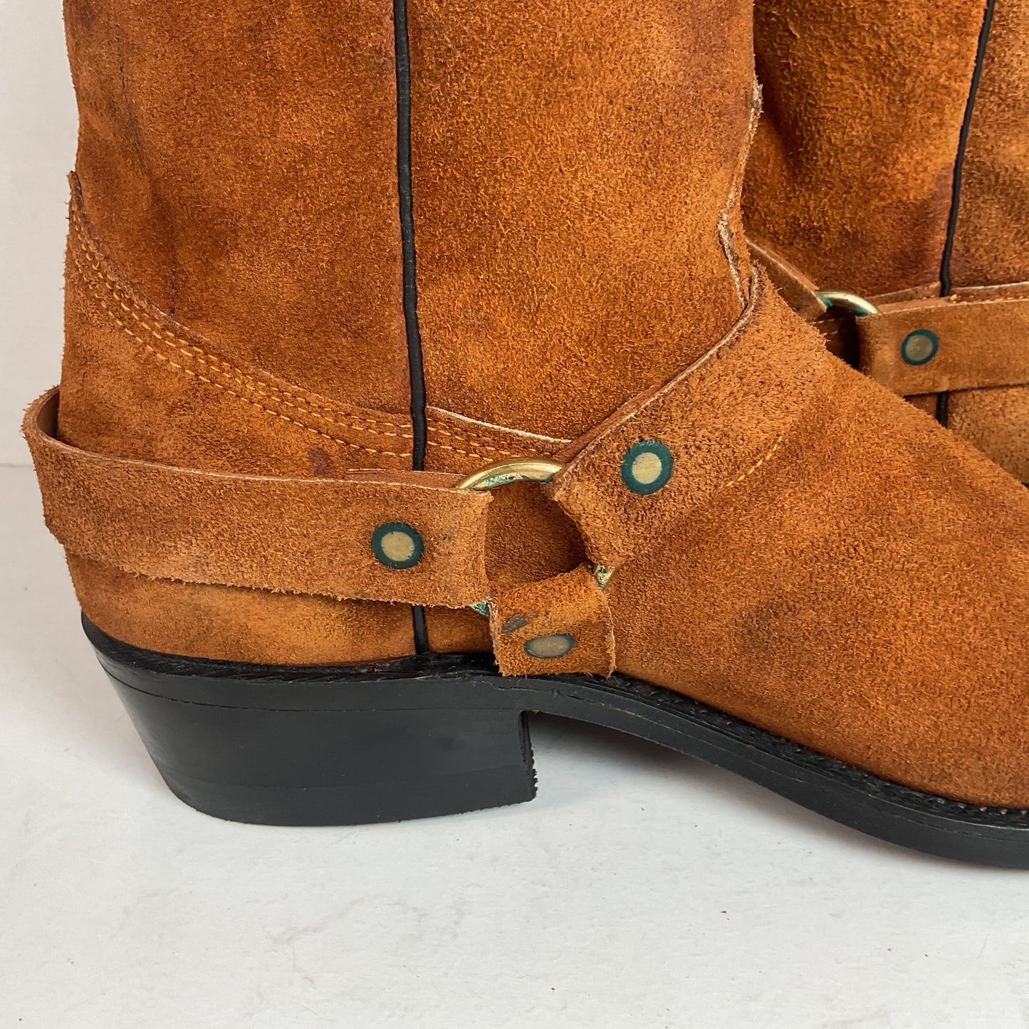 1970s Texas Suede Harness Boots 9 D USA Made Rough Out