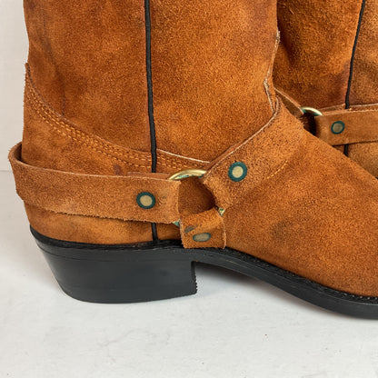 1970s Texas Suede Harness Boots 9 D USA Made Rough Out