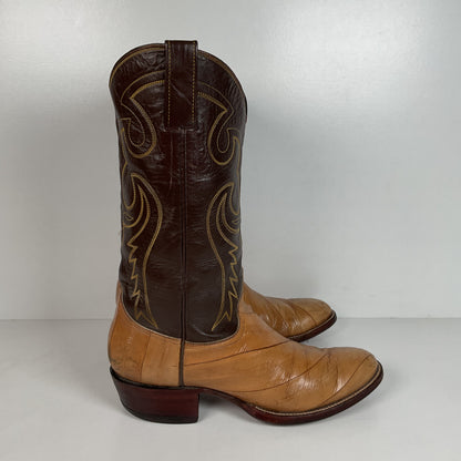 Vintage Eel Skin Cowboy Boots | Exotic | Butterscotch | Narrow | Men’s 11.5 B