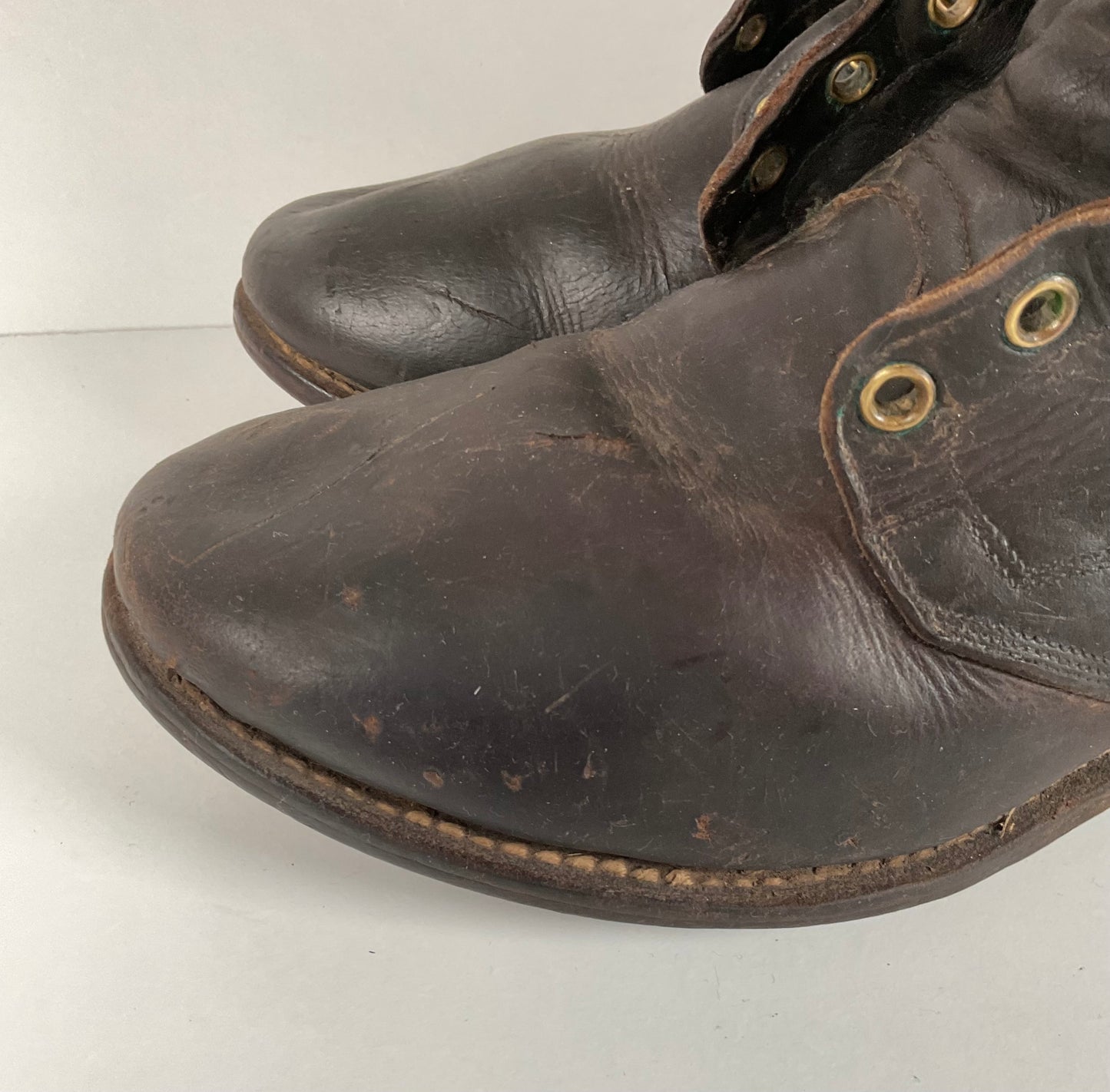 Vintage 1950s Montgomery Ward Pole Climber Boots 8.5 E Spiked Smokejumper USA