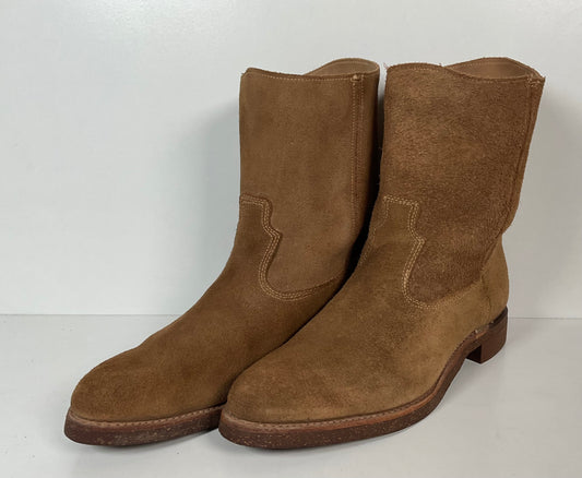 Vintage 1960s Sears Roebuck Wearmaster Suede Ankle Boots 11 D Rough Out