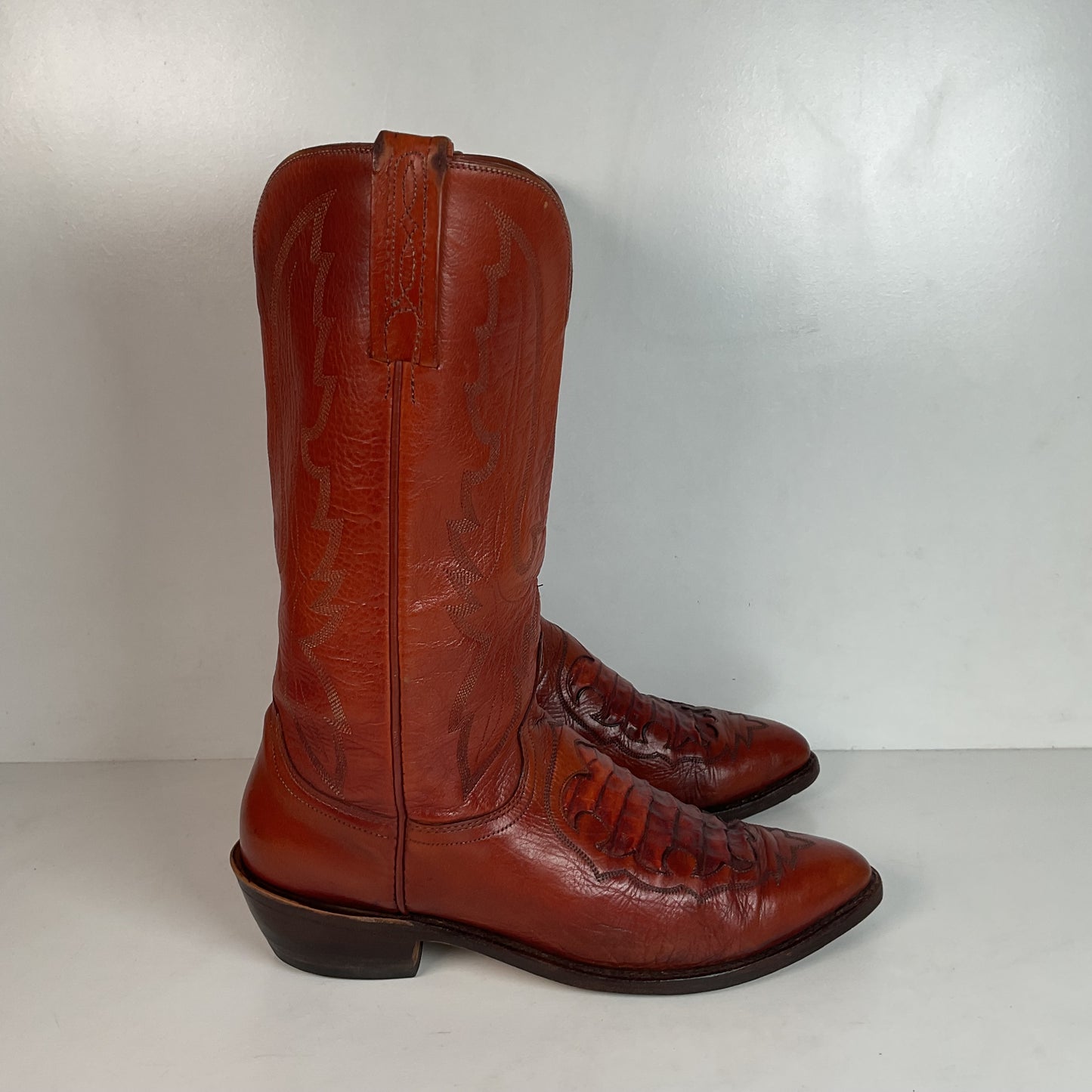 Lucchese 1883 Caiman Crocodile Inlay Cowboy Boots 9 D Exotic