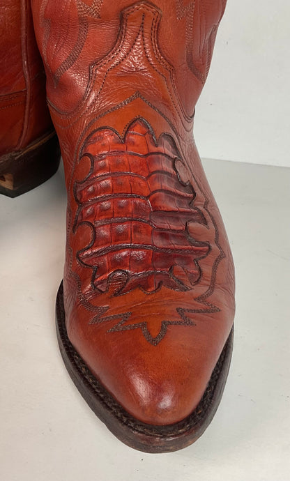 Lucchese 1883 Caiman Crocodile Inlay Cowboy Boots 9 D Exotic