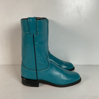 Justin Cowgirl Roper Boots | USA Made | Teal | Women’s 7 C